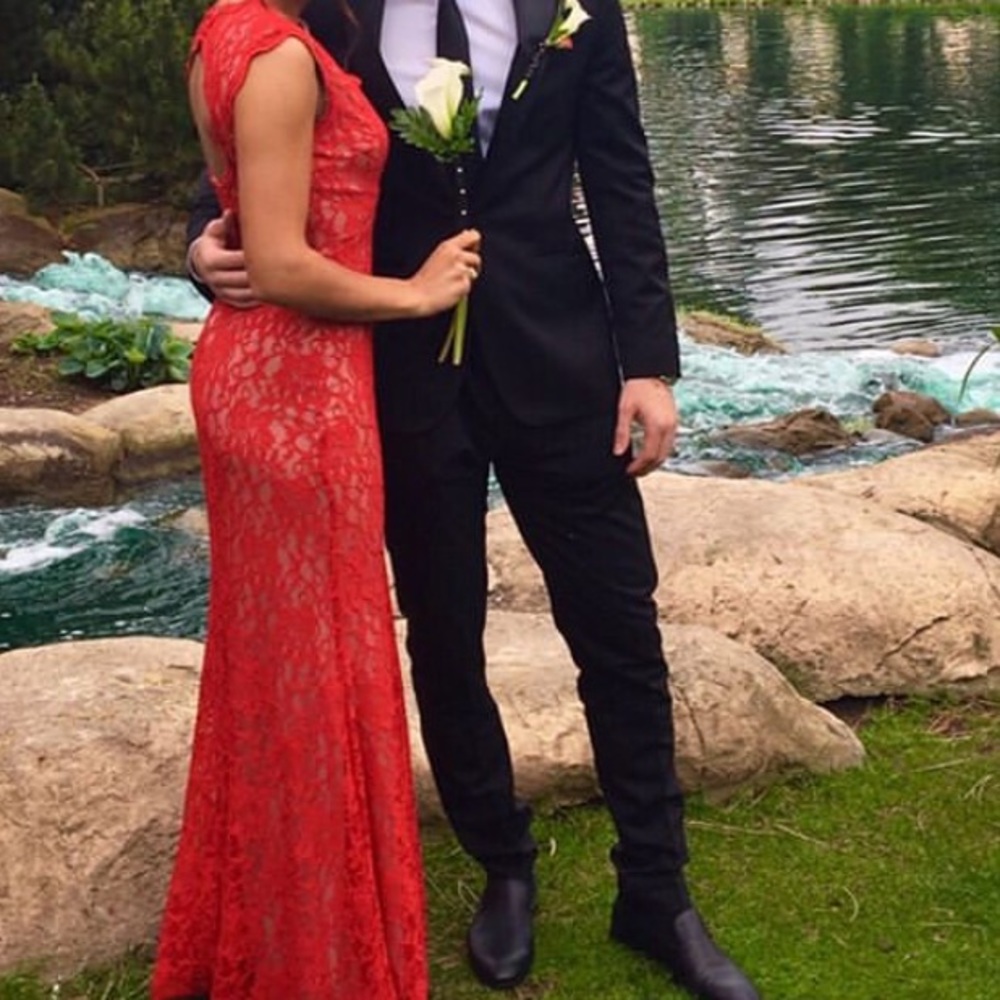 Red lace dress